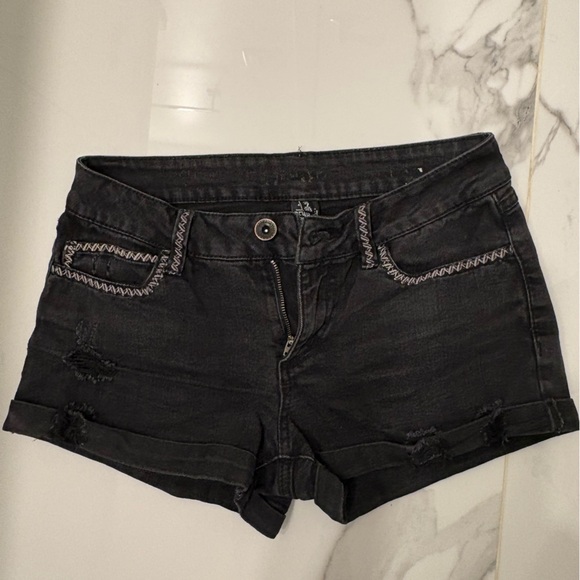 Rewash Pants - Rewash Charcoal Denim Shorts